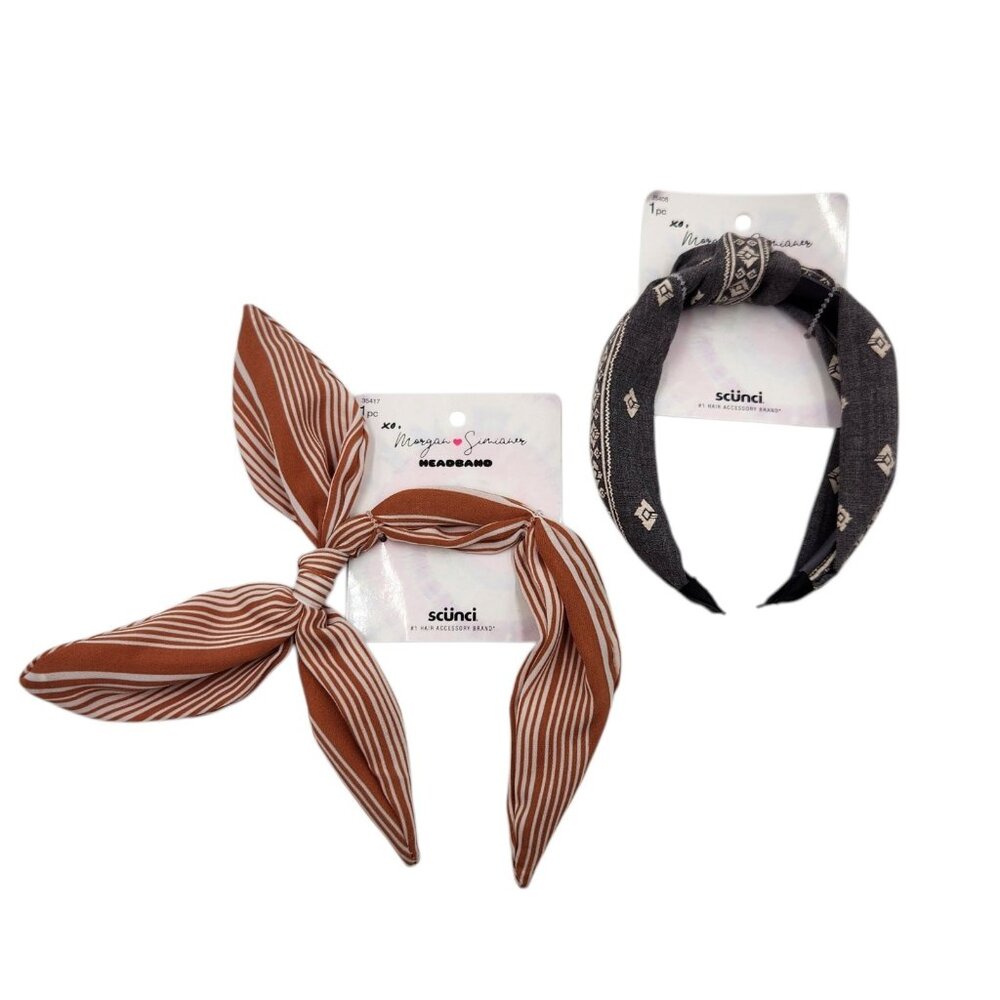 Scunci Morgan Simianer Xo Headbands and Scarves Bandana‎ & Stripes 2 Pcs Bundle